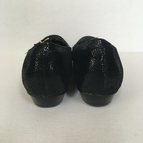 Clarks Artisan Caswell Genoa Loafers Size 8 Snake Embossed Leather Black/Gold - Picture 4 of 10